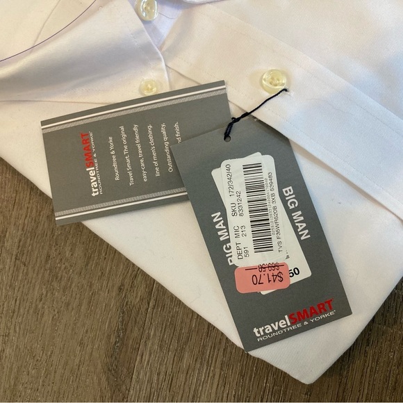 Travel Smart Big Man White Button Down 3XB - Picture 3 of 7